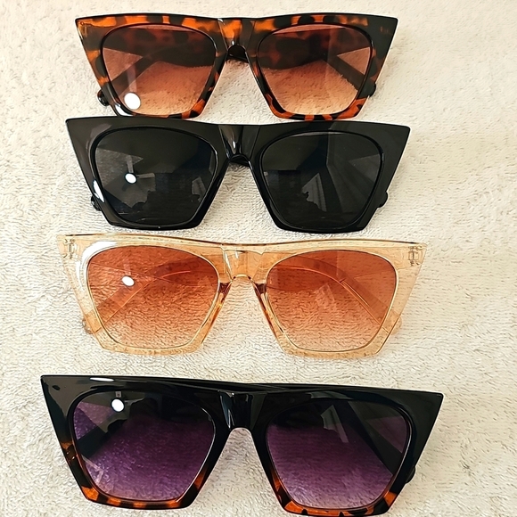 NWT Weewooday 4 Pair Trendy Retro Cat Eye Women's Shell Sunglasses - Picture 2 of 9